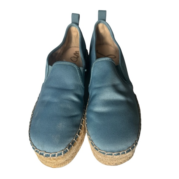 Sam Edelman Blue Satin Carrin Platform Espadrilles, Size 6 - Picture 5 of 12